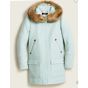 NWT J. Crew Chateau parka in Italian stadium-cloth wool size P0 icy mint